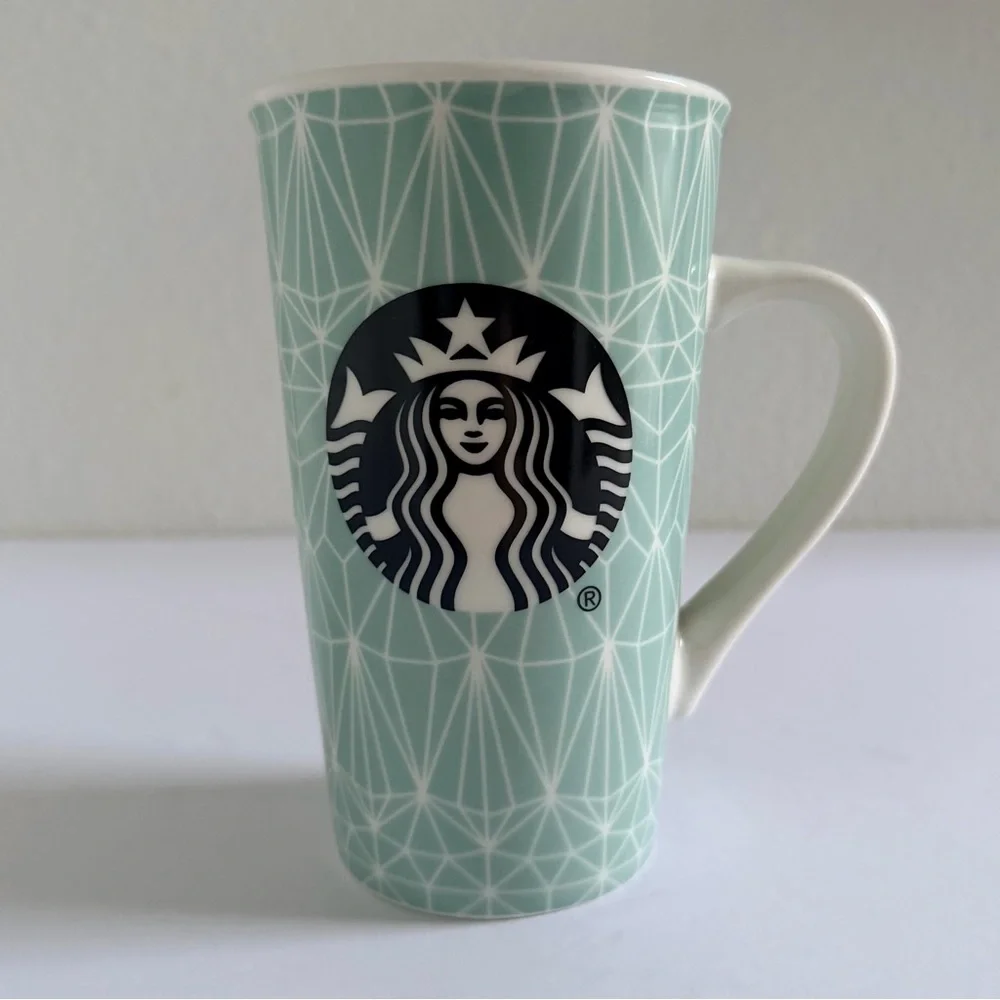 2017 Starbucks Logo Teal Geometric Diamond Design 16 Oz.‎ Tall Mug